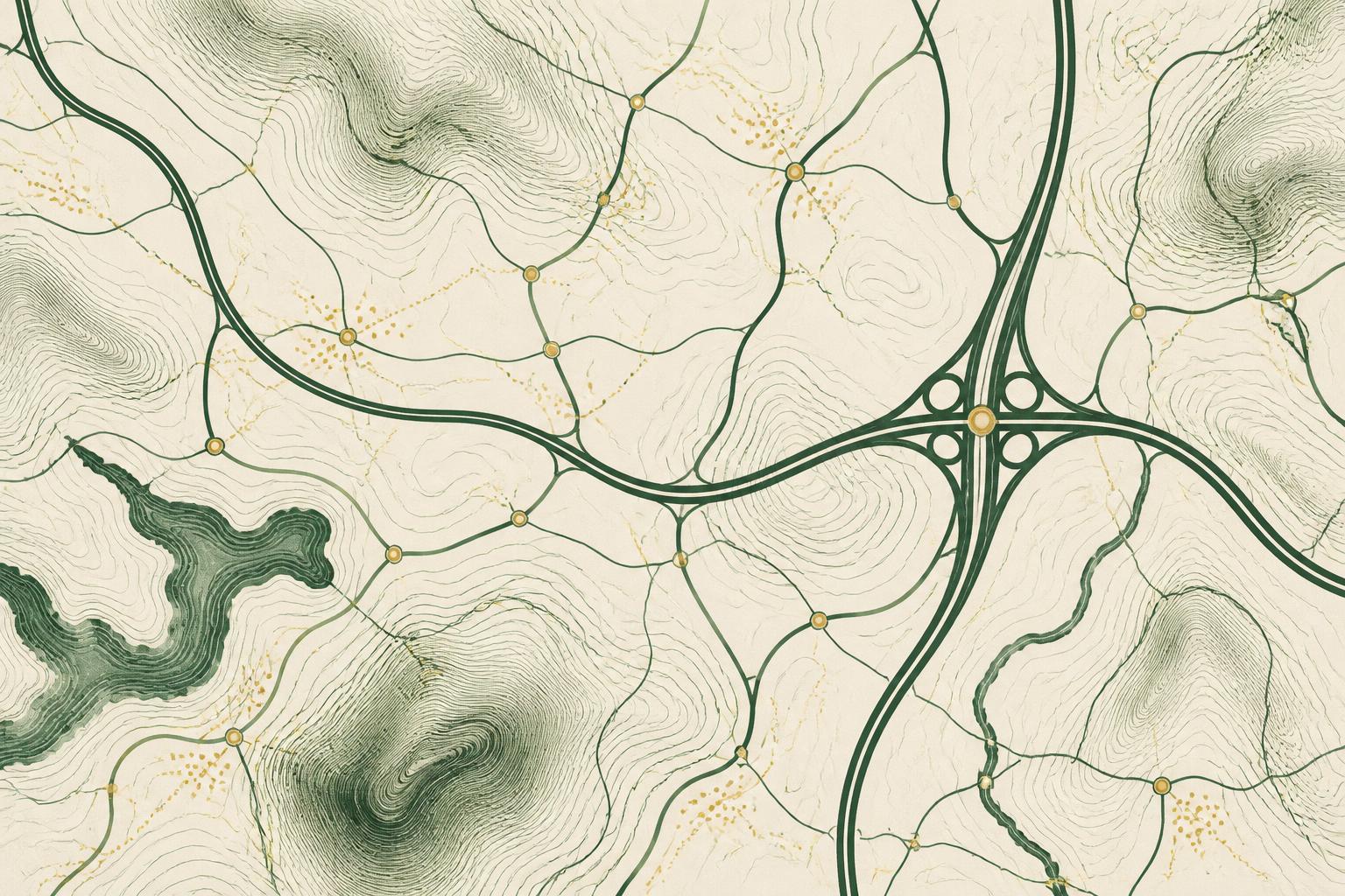 Topographic map illustration representing global navigation coverage
